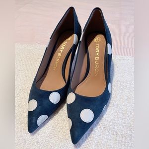 Tory Burch Polka Dot Navy Heels